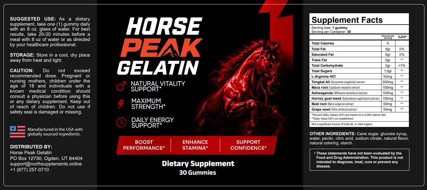 Horse Peak Gelatin Product Label